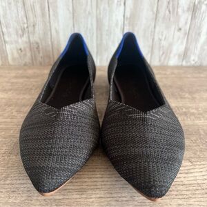 Rothy's The Point Black Grey Knit Pointed Flats 9.5